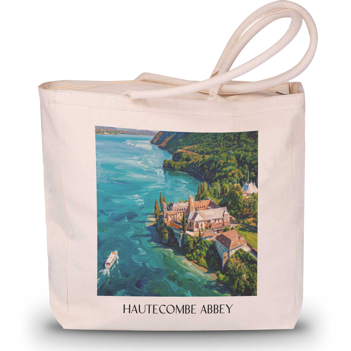 Abbaye de Hautecombe Shopping Tasche - Lac du Bourget - Frankreich Tote Bag - Einkaufstasche im Ölgemälde Stil