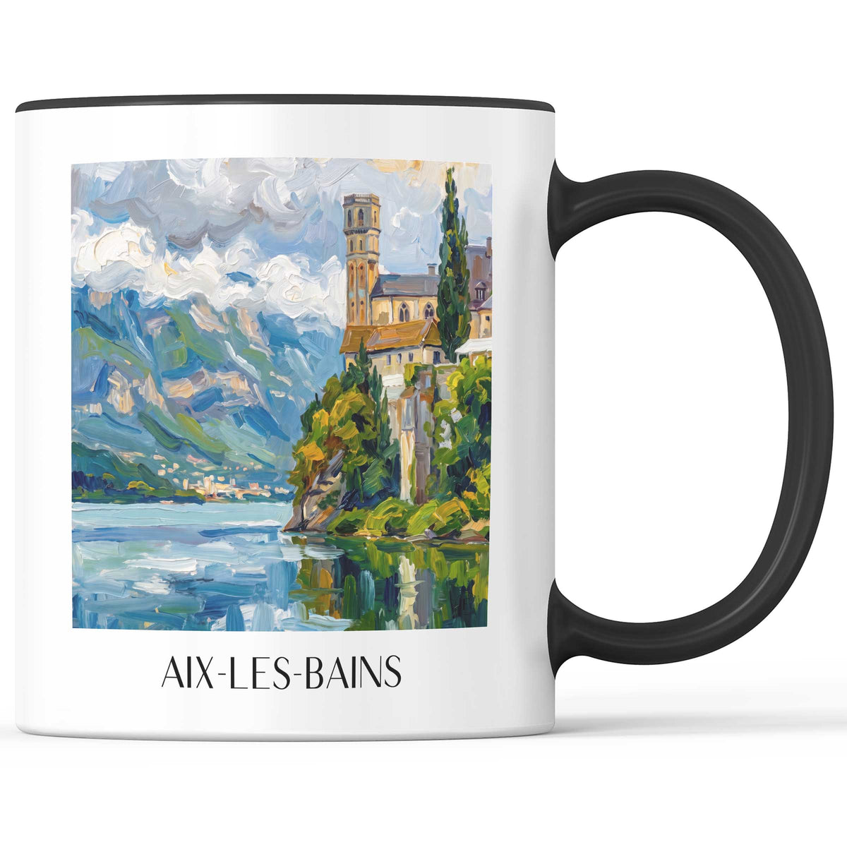 Aix-les-Bains Kaffeebecher - Savoie - Frankreich Becher - Kaffeetasse im Ölgemälde Stil