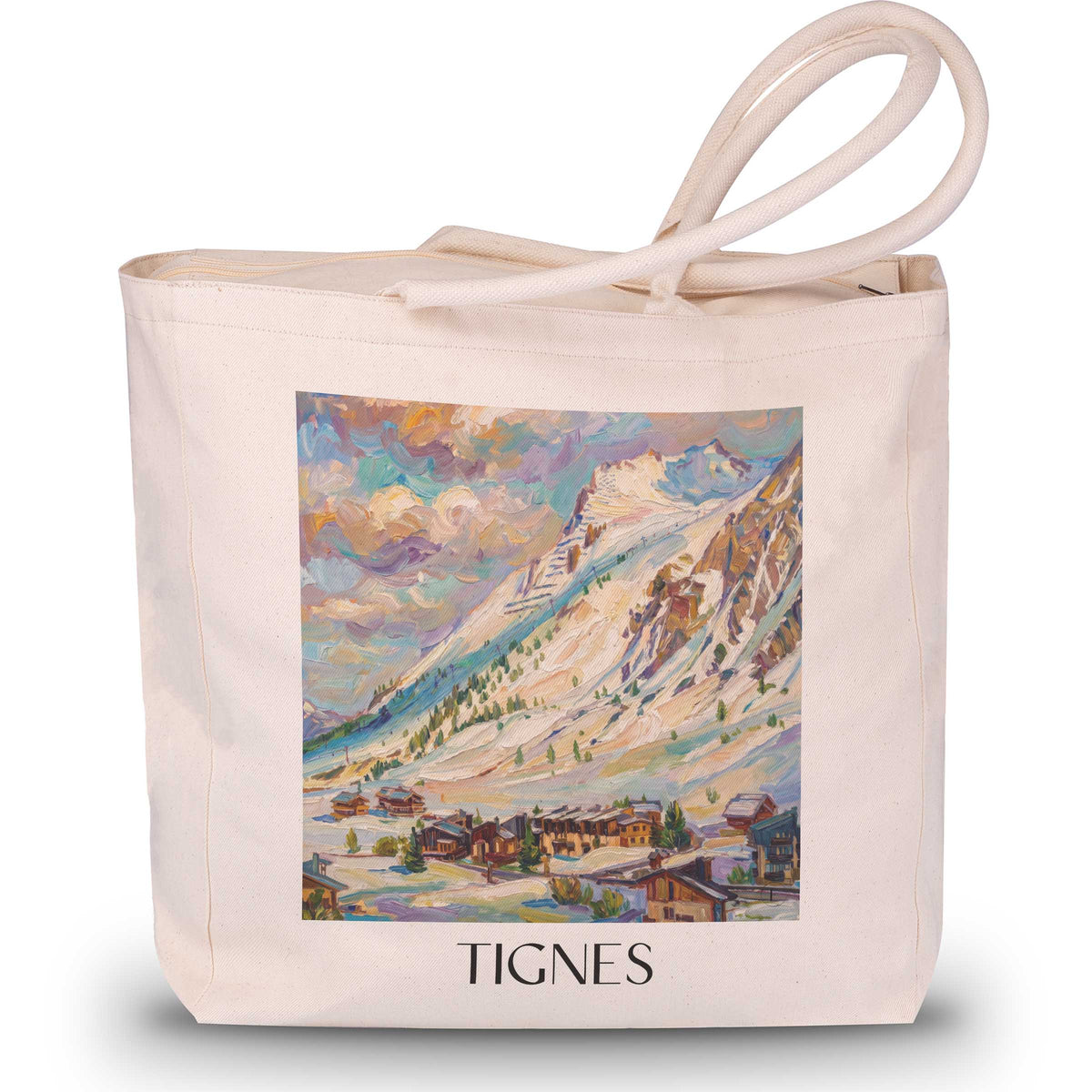 Tignes Shopping Tasche - Tarentaise - Frankreich Tote Bag - Einkaufstasche im Ölgemälde Stil