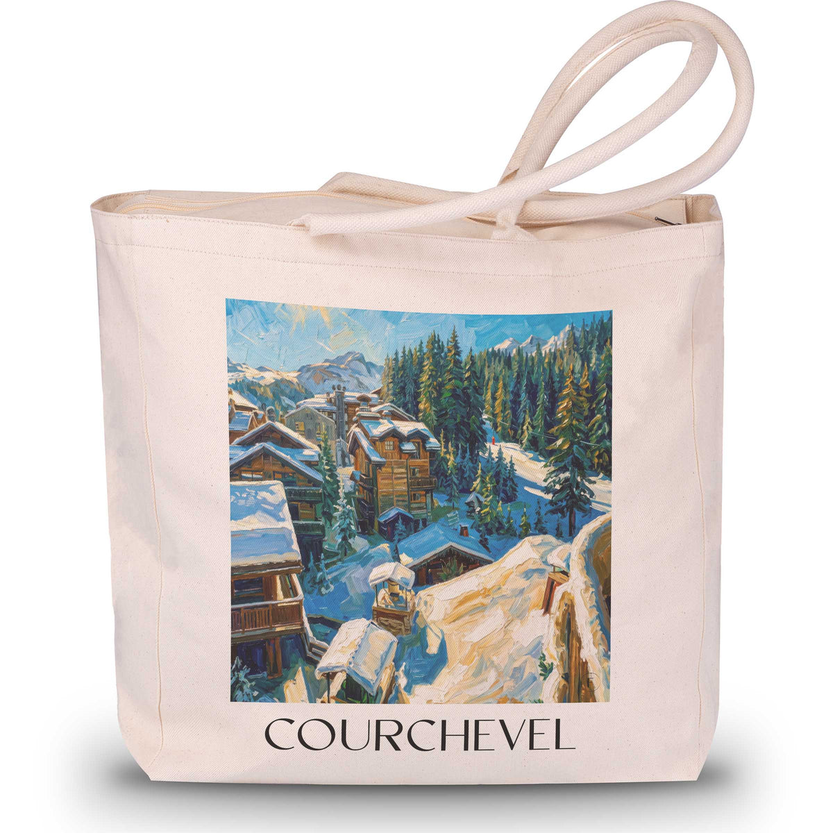 Courchevel Shopping Tasche - Tarentaise - Frankreich Tote Bag - Einkaufstasche im Ölgemälde Stil