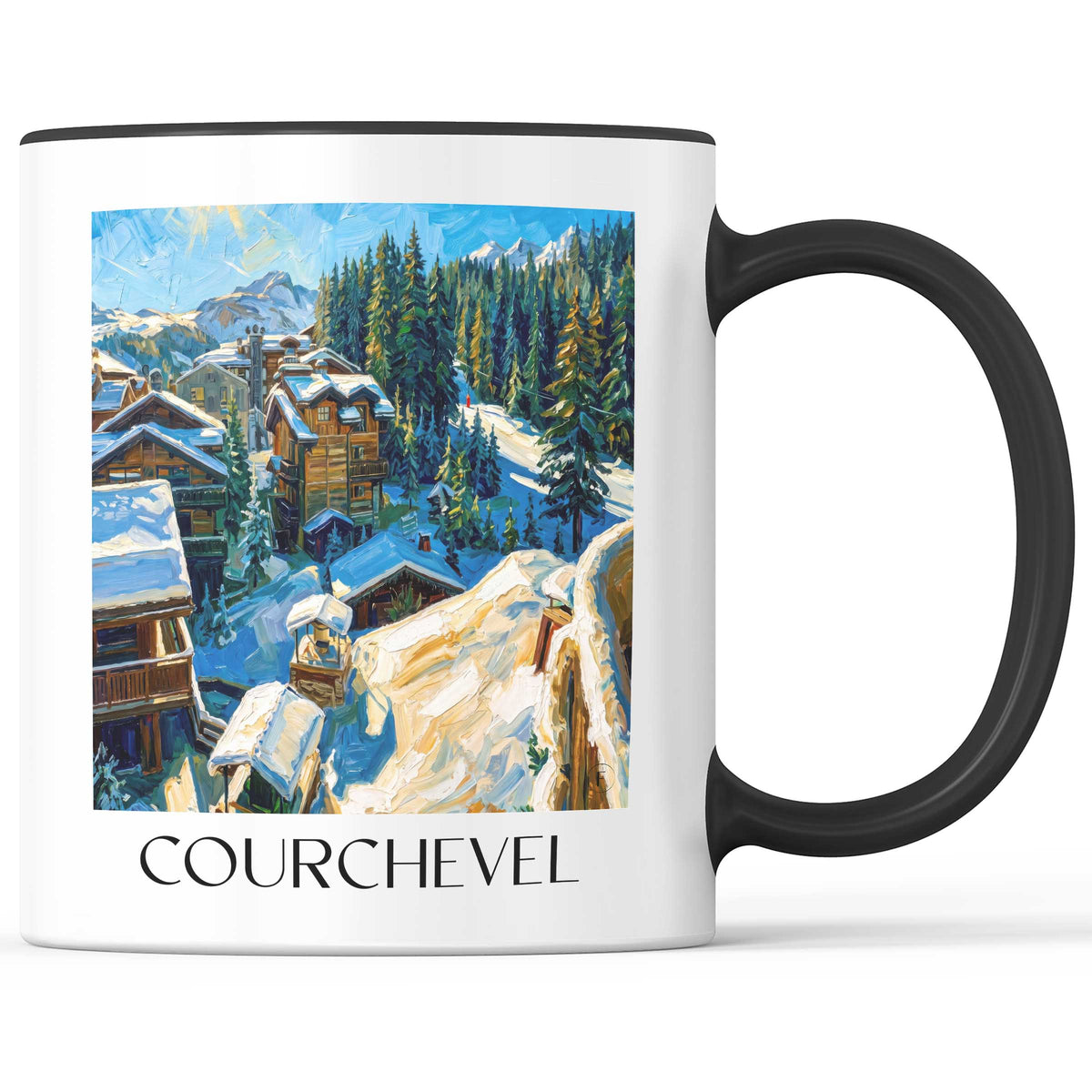 Courchevel Kaffeebecher - Tarentaise - Frankreich Becher - Kaffeetasse im Ölgemälde Stil