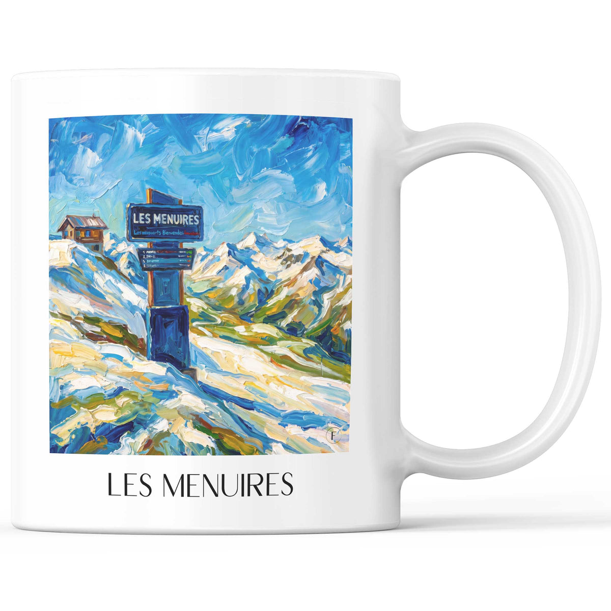 Les Menuires Kaffeebecher - Tarentaise - Frankreich Becher - Kaffeetasse im Ölgemälde Stil