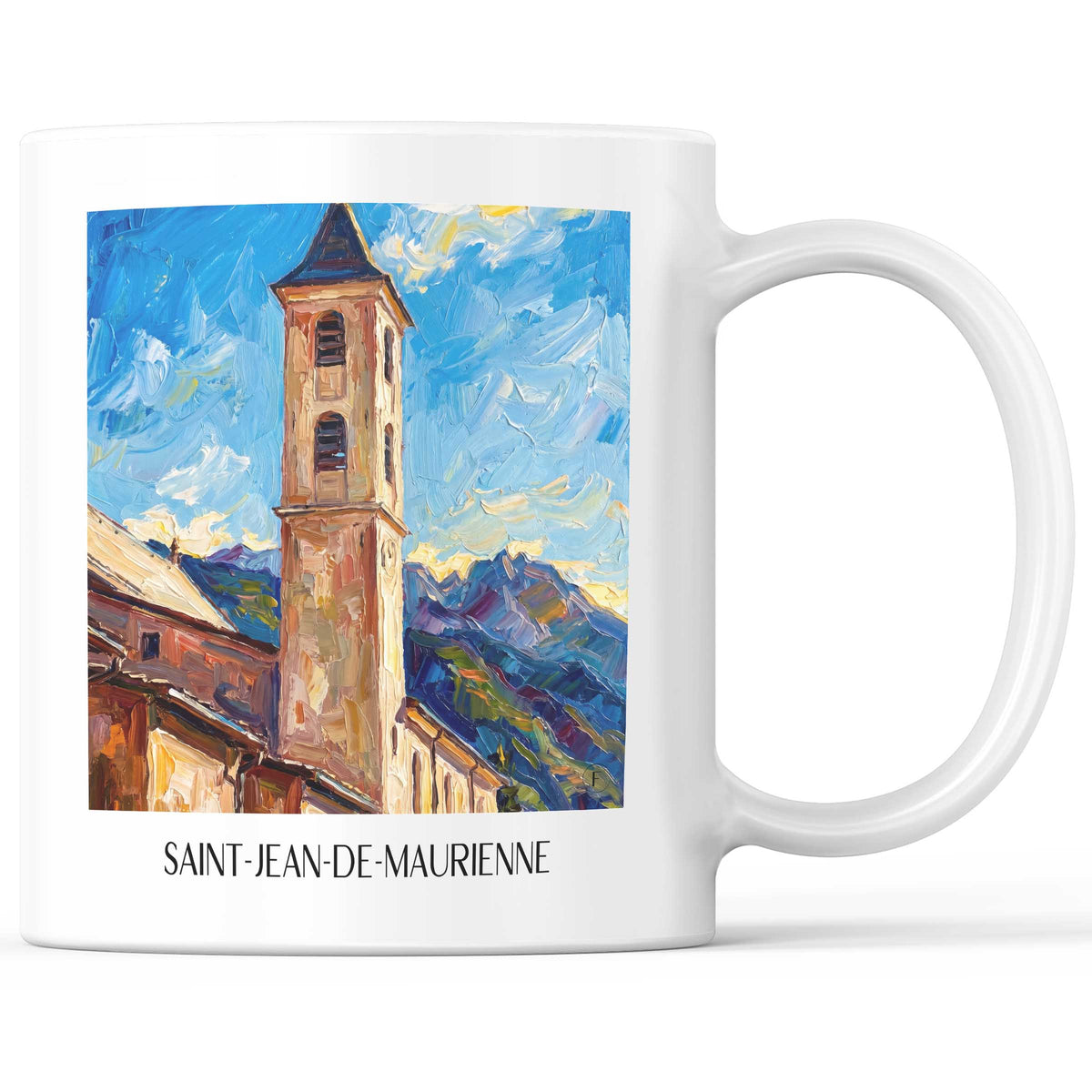Saint-Jean-de-Maurienne Kaffeebecher - Savoie - Frankreich Becher - Kaffeetasse im Ölgemälde Stil