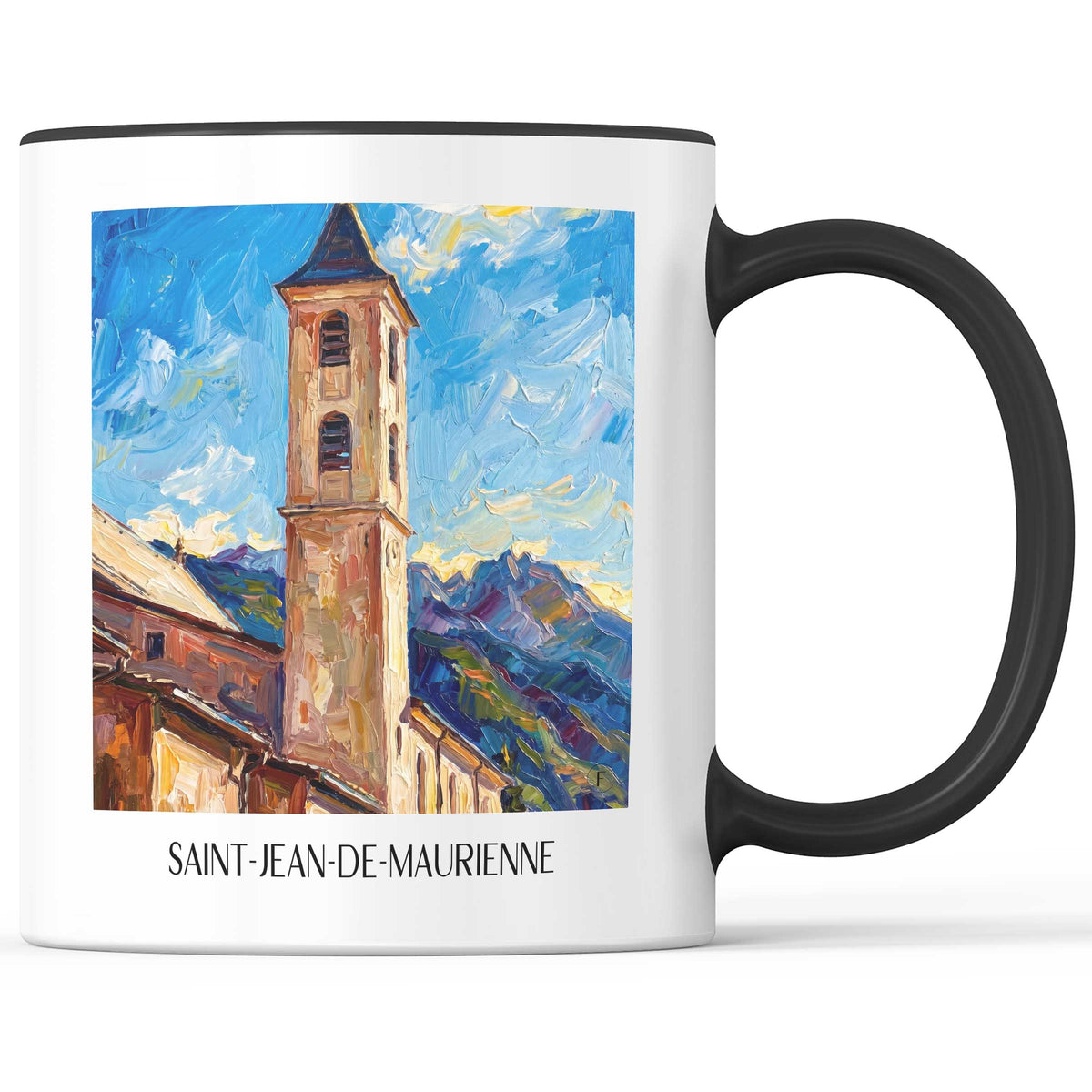 Saint-Jean-de-Maurienne Kaffeebecher - Savoie - Frankreich Becher - Kaffeetasse im Ölgemälde Stil