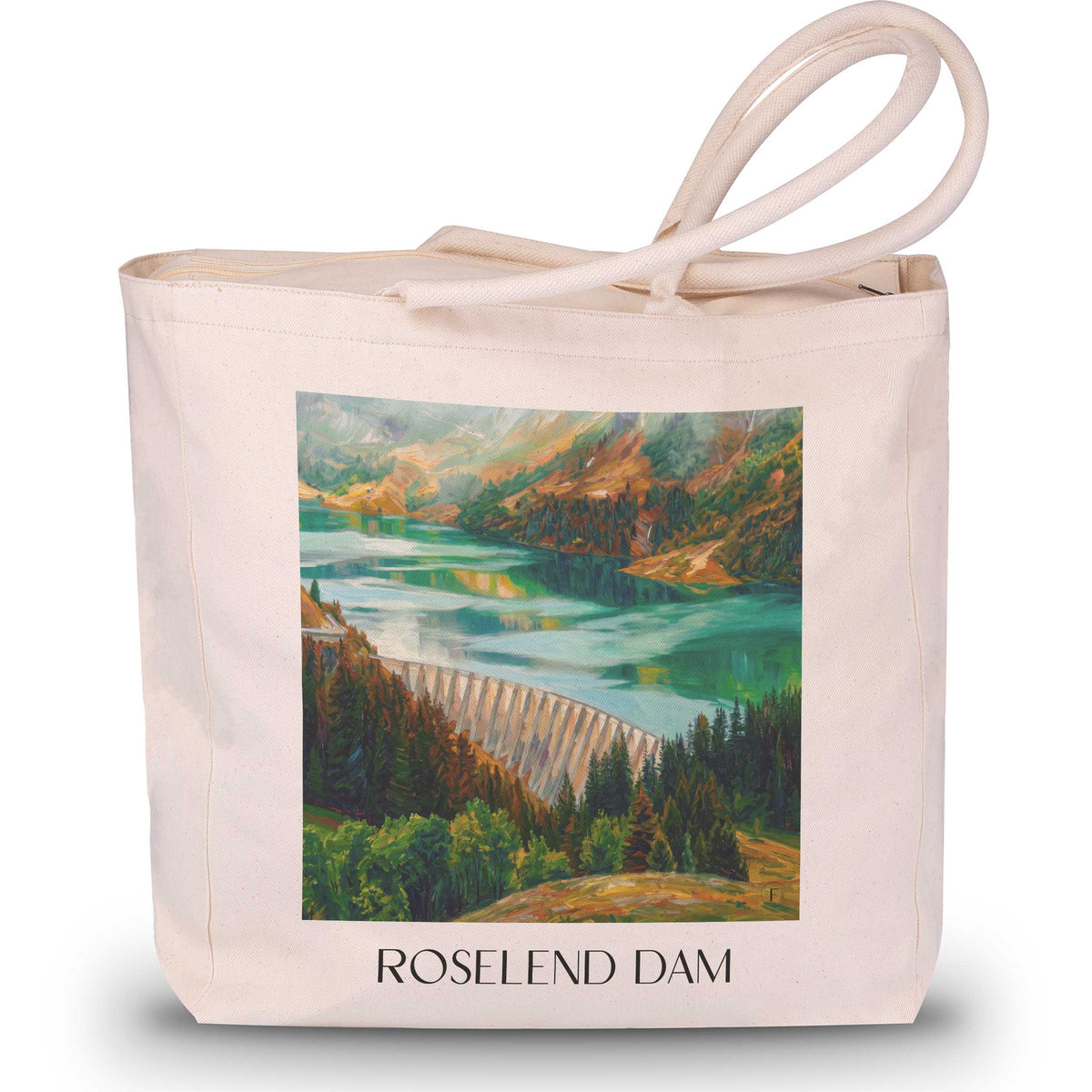 Barrage de Roselend Shopping Tasche - Beaufortain - Frankreich Tote Bag - Einkaufstasche im Ölgemälde Stil