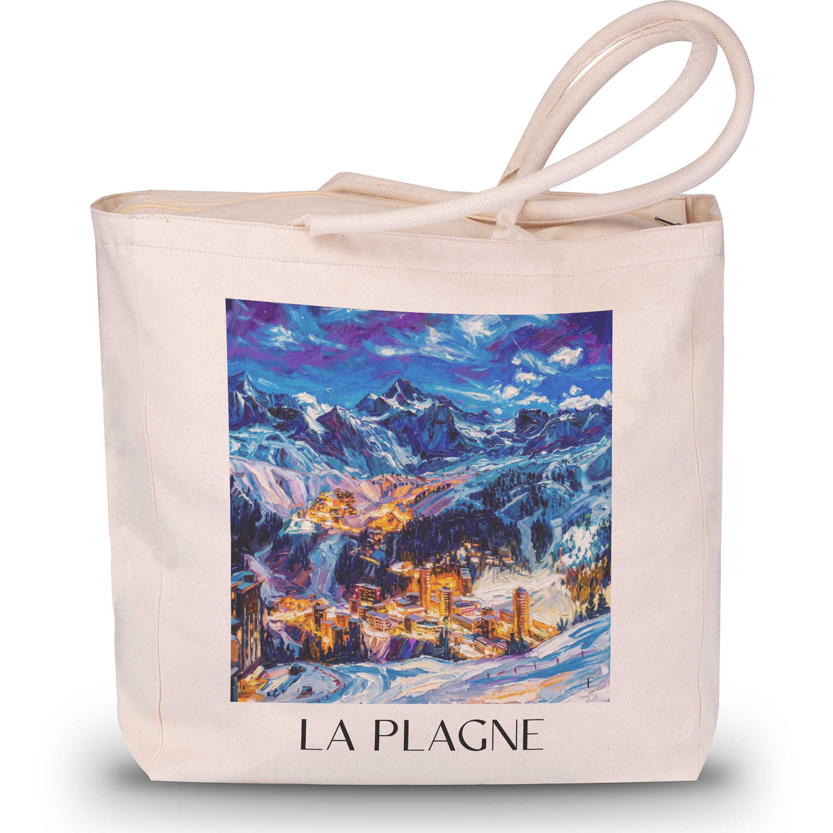 la-plagne-tarentaise-frankreich-einkaufstasche-oil-painting-oelgemaelde