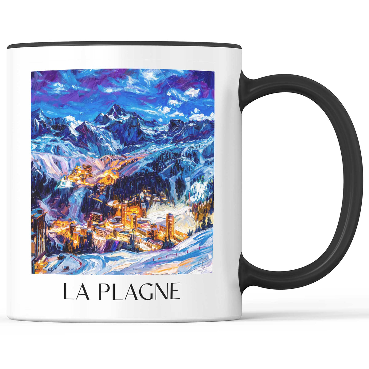 La Plagne Kaffeebecher - Tarentaise - Frankreich Becher - Kaffeetasse im Ölgemälde Stil