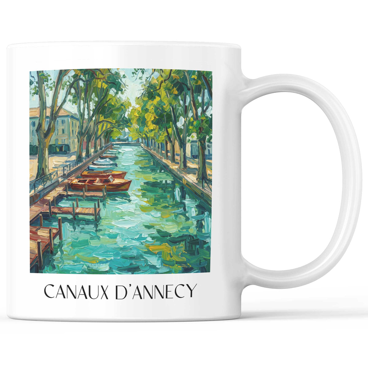 Canaux d'Annecy Kaffeebecher - Haute-Savoie - Frankreich Becher - Kaffeetasse im Ölgemälde Stil