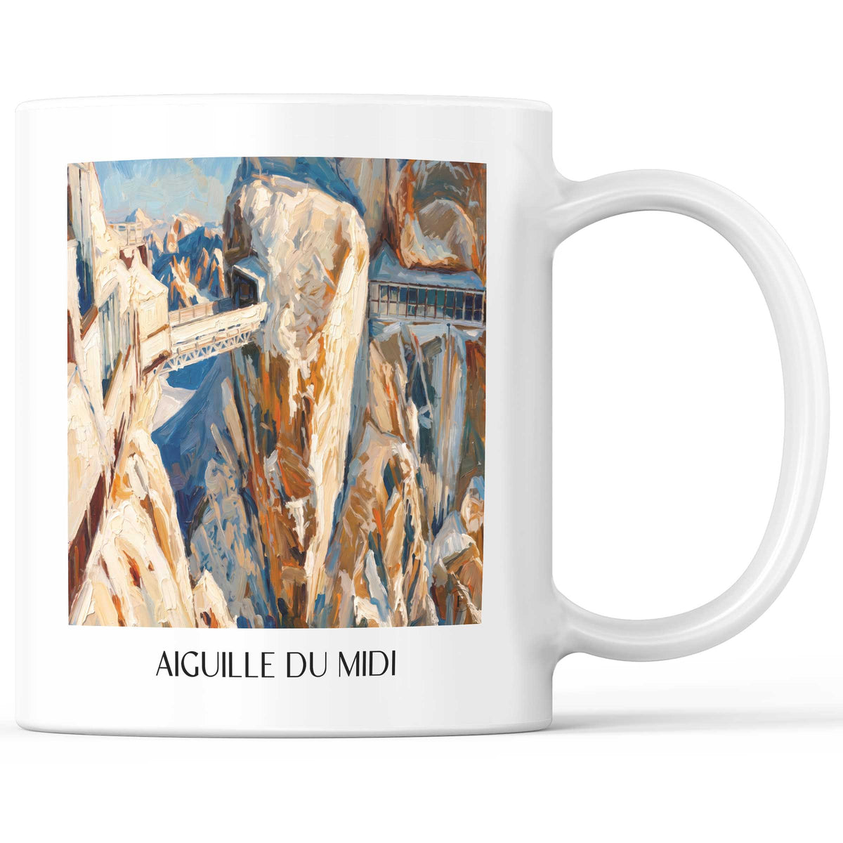 Aiguille du Midi Kaffeebecher - Chamonix - Frankreich Becher - Kaffeetasse im Ölgemälde Stil