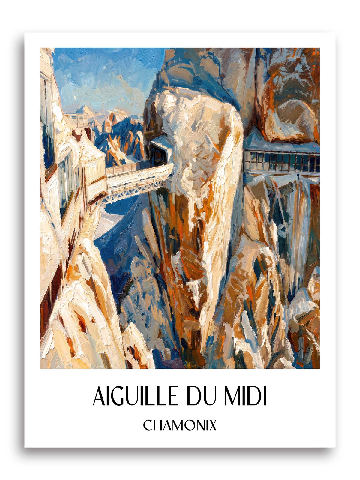 Aiguille du Midi Poster - Chamonix - Frankreich Kunstdruck - Ölgemälde von A4 bis A1