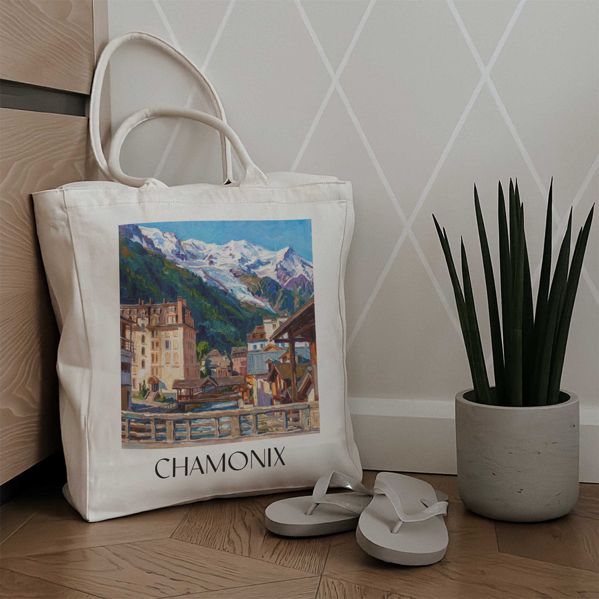 chamonix-mont-blanc-frankreich-einkaufstasche-oil-painting-oelgemaelde
