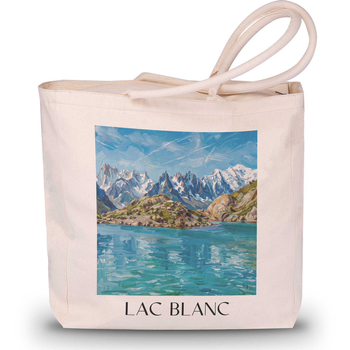 Lac Blanc Shopping Tasche - Massif du Mont-Blanc - Frankreich Tote Bag - Einkaufstasche im Ölgemälde Stil