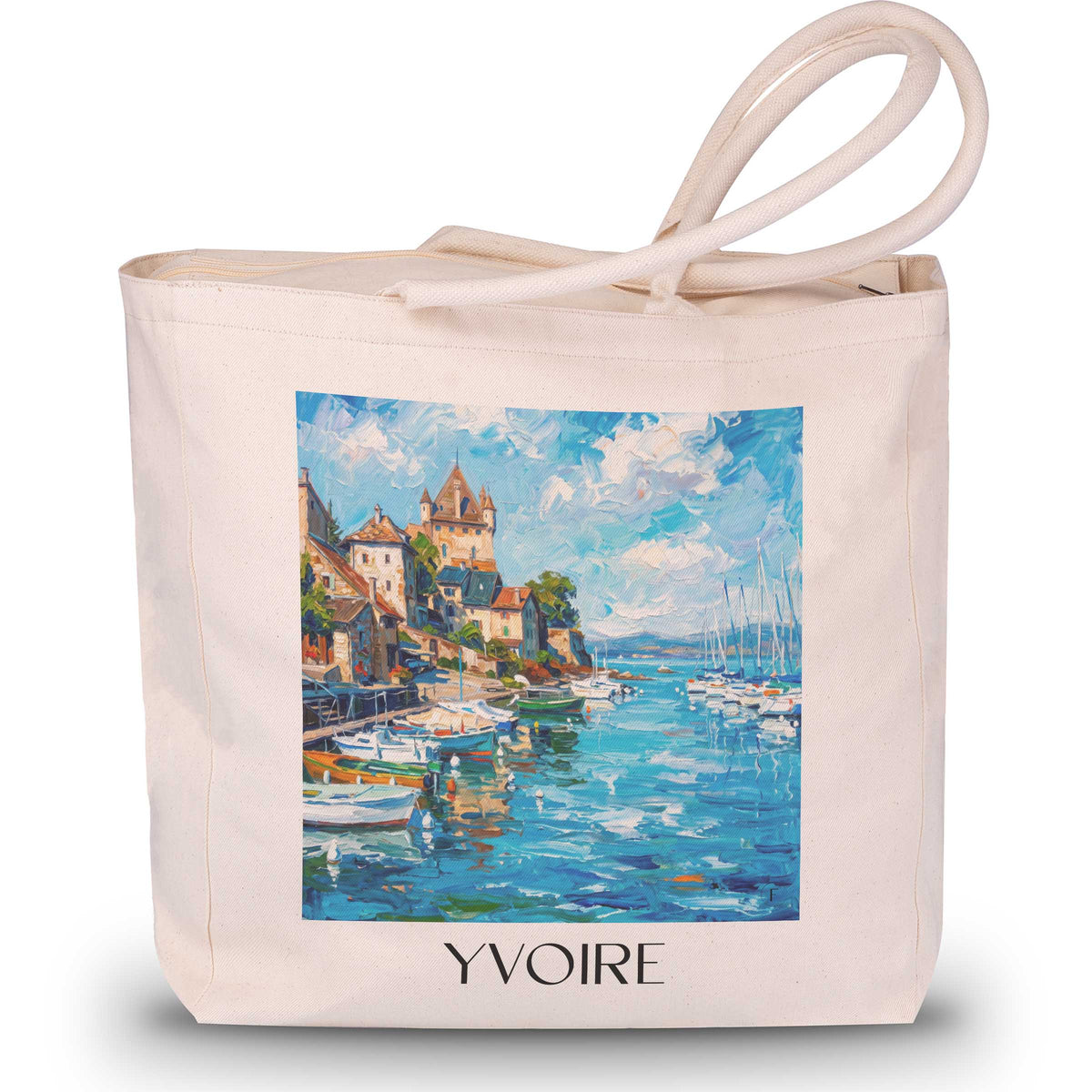 yvoire-lac-léman-frankreich-einkaufstasche-oil-painting-oelgemaelde
