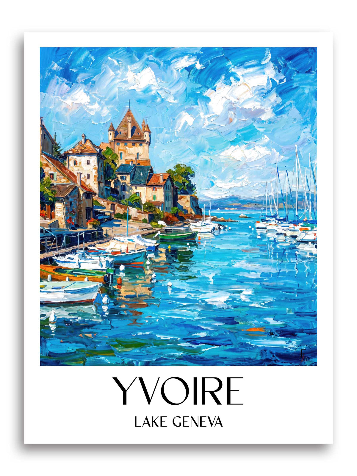 Yvoire Poster - Lac Léman - Frankreich Kunstdruck - Ölgemälde von A4 bis A1