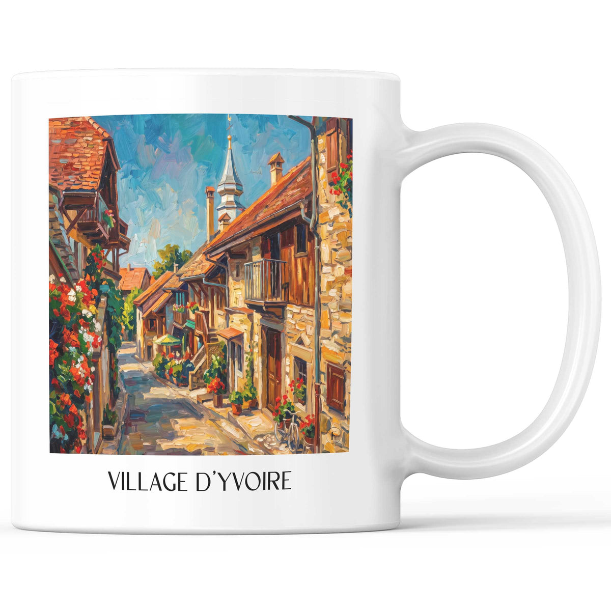 Village d'Yvoire Kaffeebecher - Haute-Savoie - Frankreich Becher - Kaffeetasse im Ölgemälde Stil