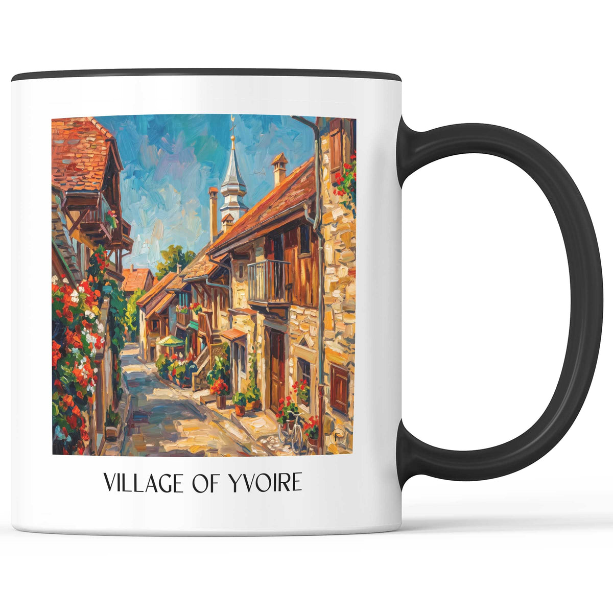 Village d'Yvoire Kaffeebecher - Haute-Savoie - Frankreich Becher - Kaffeetasse im Ölgemälde Stil