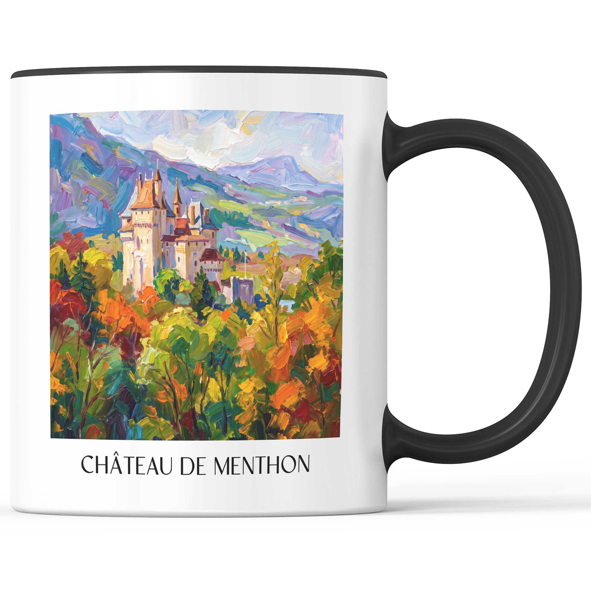 château-de-menthon-lac-d'annecy-frankreich-kaffeebecher-oil-painting-oelgemaelde