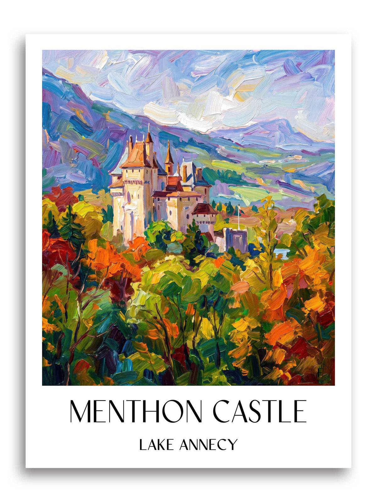 Château de Menthon Poster - Lac d'Annecy - Frankreich Kunstdruck - Ölgemälde von A4 bis A1