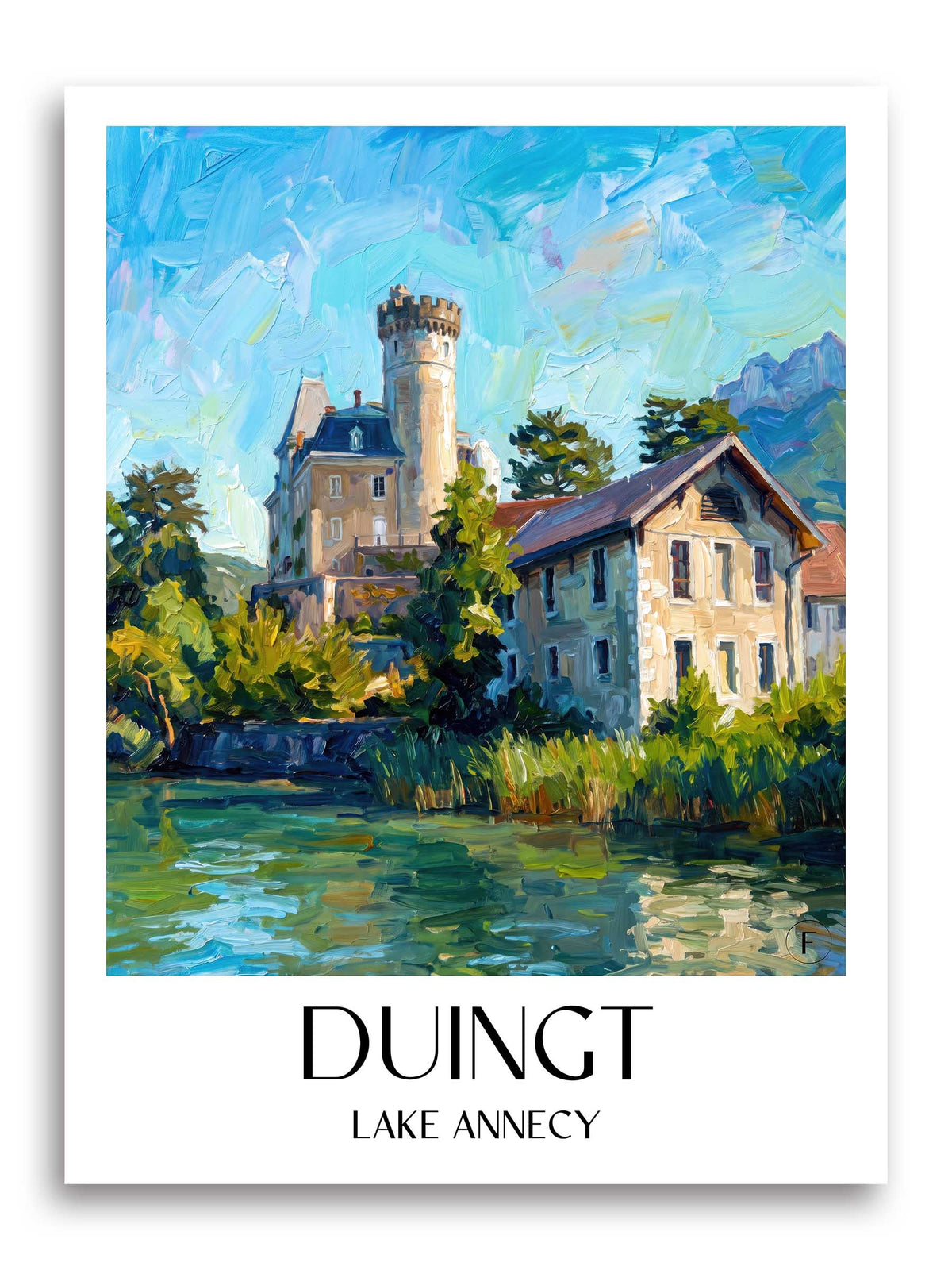 Duingt Poster - Lac d'Annecy - Frankreich Kunstdruck - Ölgemälde von A4 bis A1