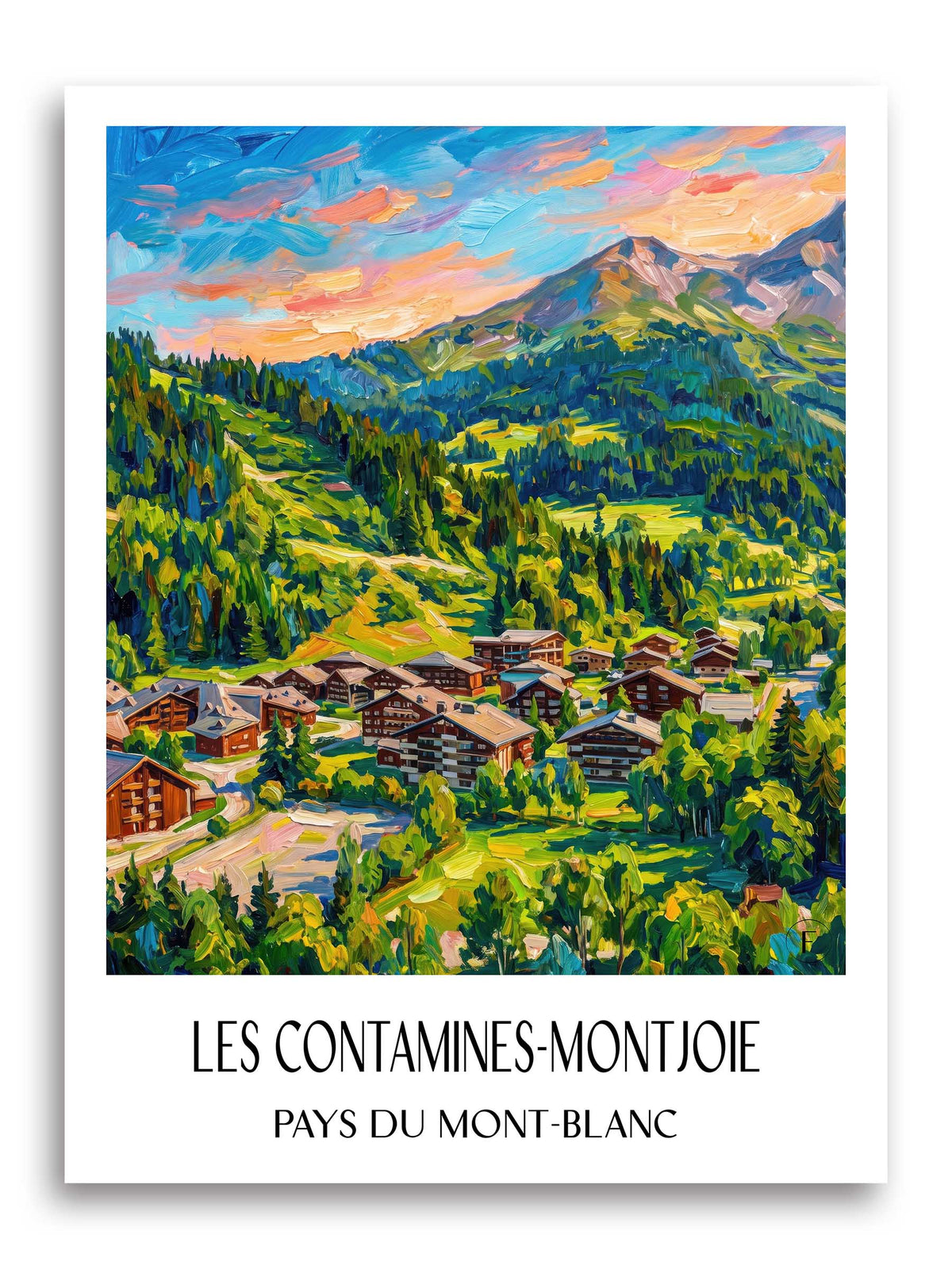 Les Contamines-Montjoie Poster - Pays du Mont-Blanc - Frankreich Kunstdruck - Ölgemälde von A4 bis A1