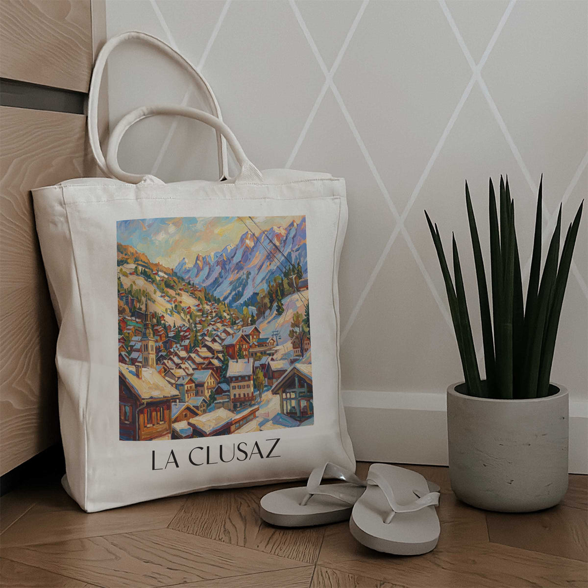 la-clusaz-aravis-frankreich-einkaufstasche-oil-painting-oelgemaelde