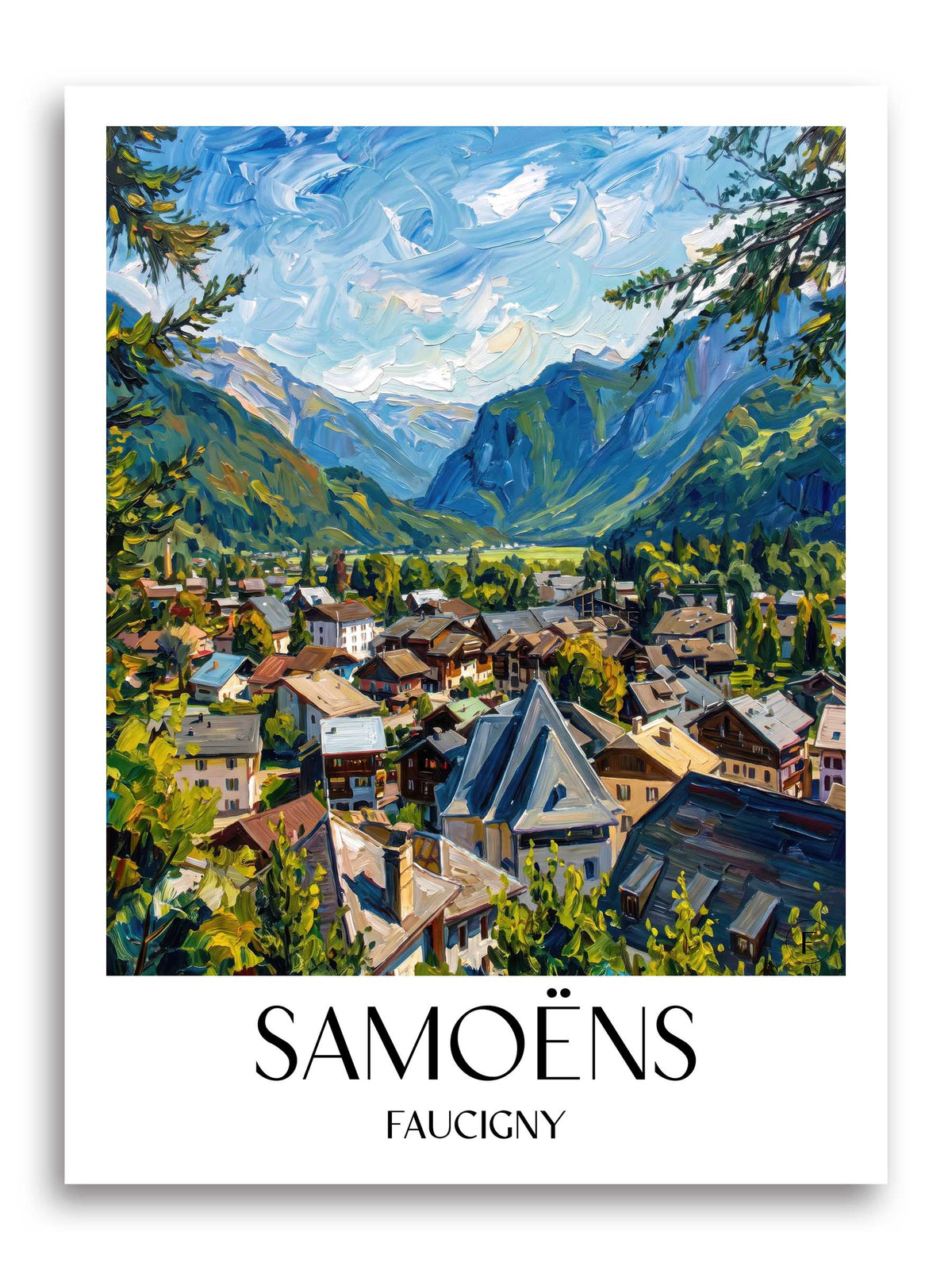 Samoëns Poster - Faucigny - Frankreich Kunstdruck - Ölgemälde von A4 bis A1