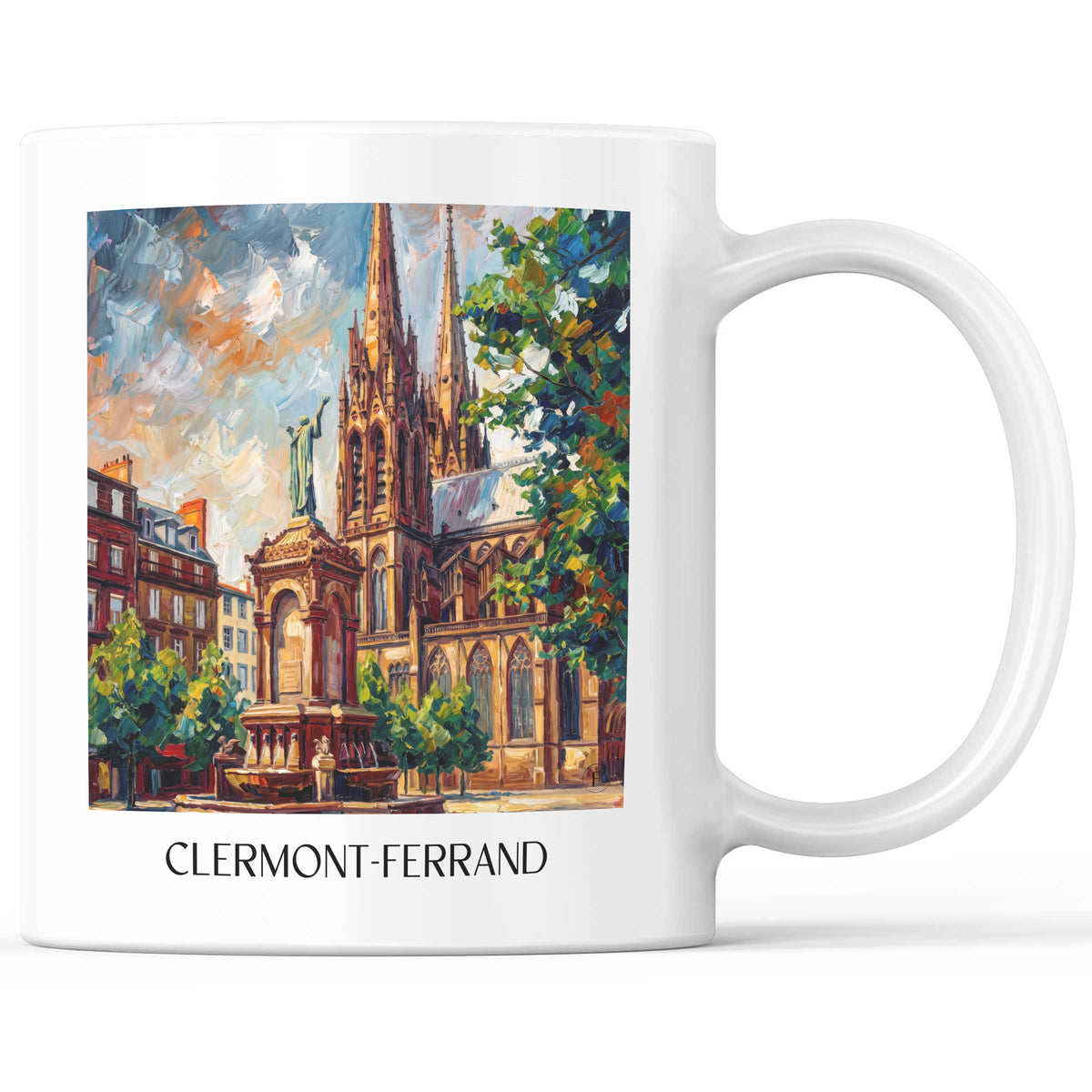 Clermont-Ferrand Kaffeebecher - Auvergne - Frankreich Becher - Kaffeetasse im Ölgemälde Stil
