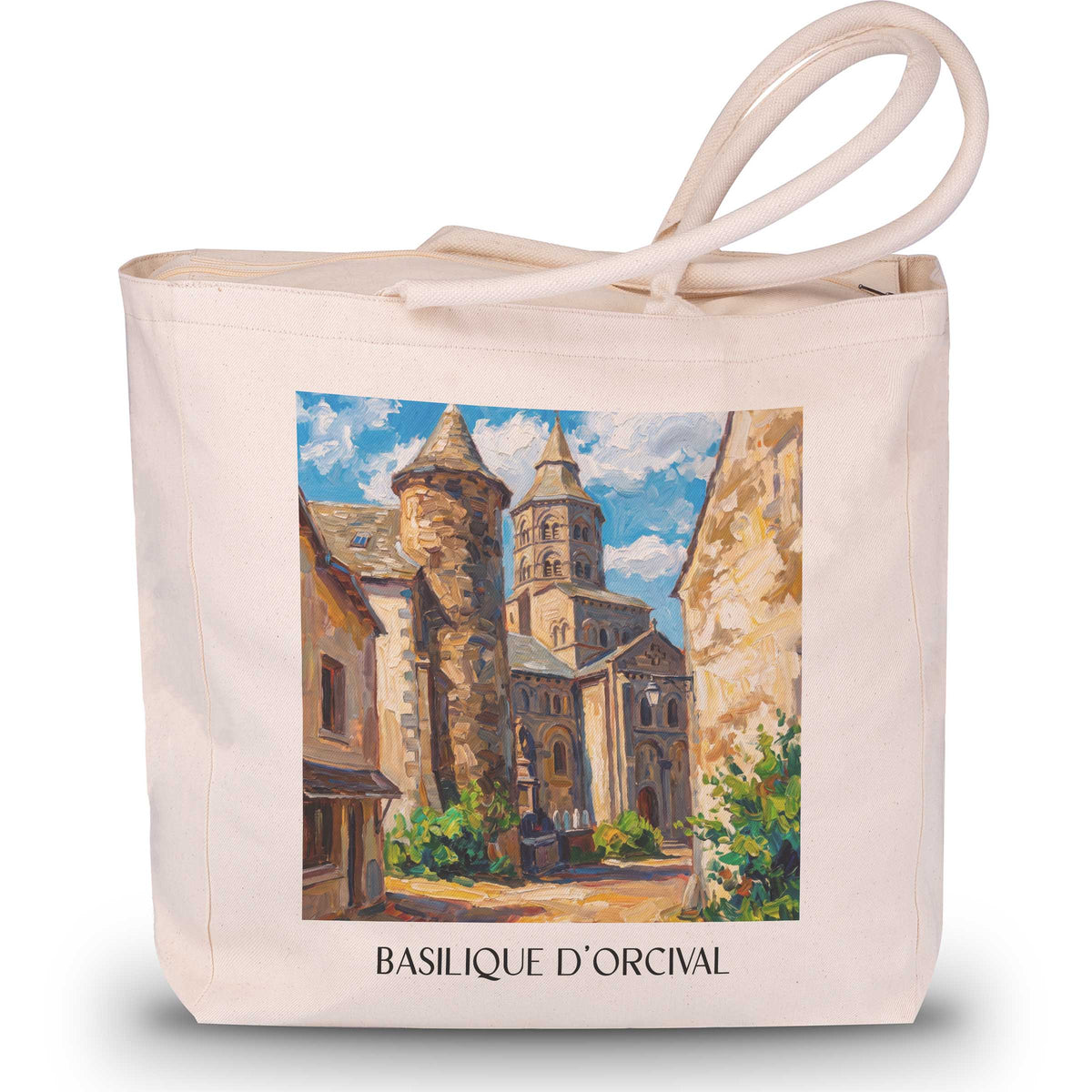 basilique-d'orcival-auvergne-frankreich-einkaufstasche-oil-painting-oelgemaelde