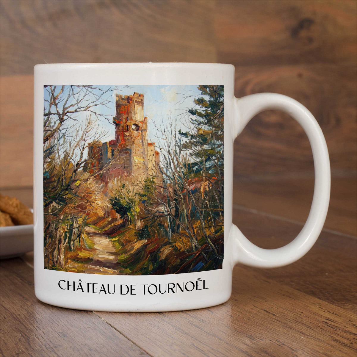 château-de-tournoël-riom-frankreich-kaffeebecher-oil-painting-oelgemaelde