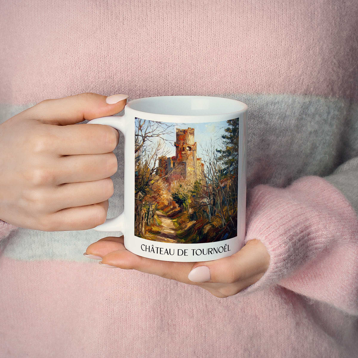 château-de-tournoël-riom-frankreich-kaffeebecher-oil-painting-oelgemaelde