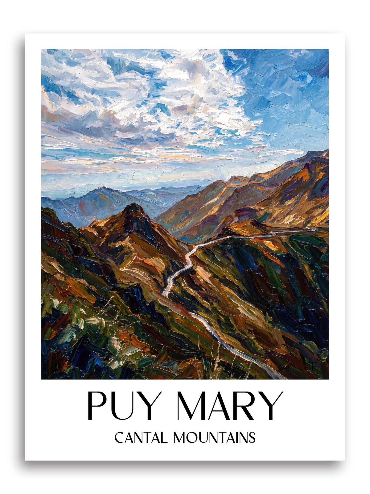 Puy Mary Poster - Monts du Cantal - Frankreich Kunstdruck - Ölgemälde von A4 bis A1