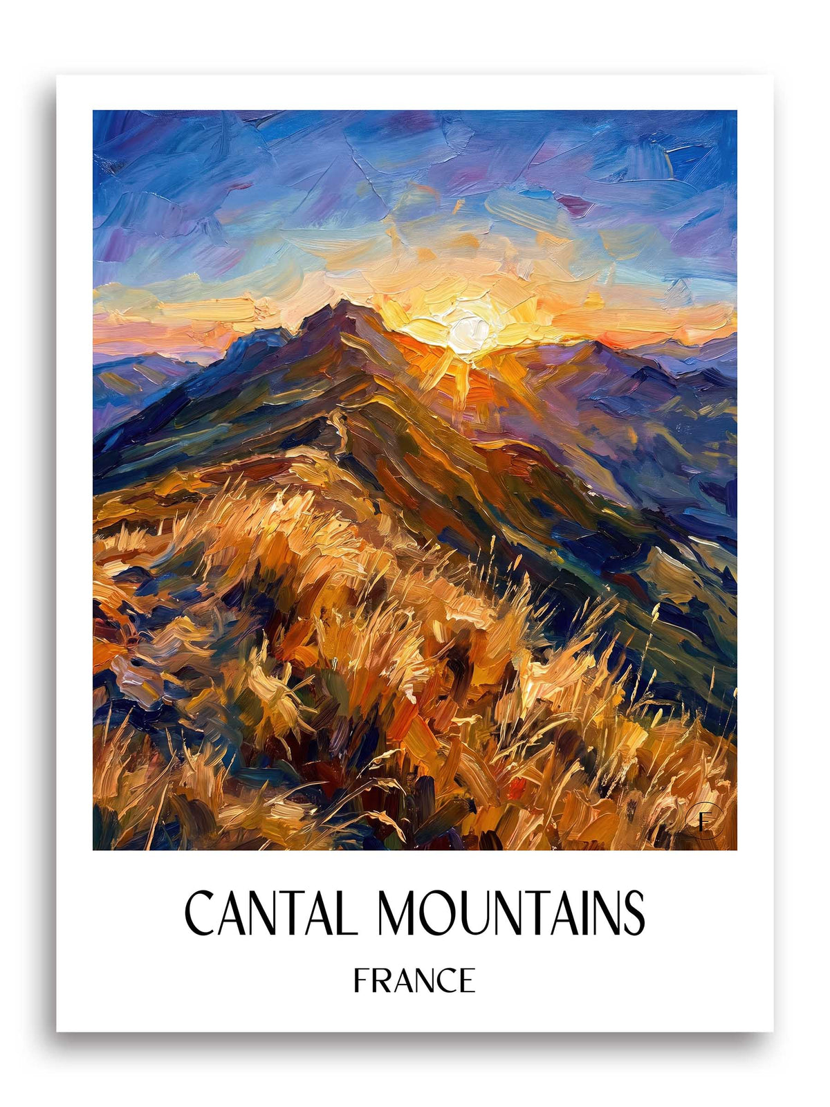 Monts du Cantal Poster - Frankreich - Frankreich Kunstdruck - Ölgemälde von A4 bis A1