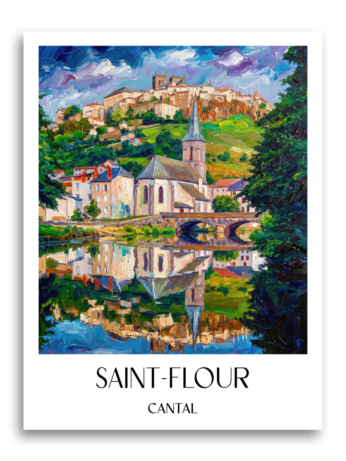Saint-Flour Poster - Cantal - Frankreich Kunstdruck - Ölgemälde von A4 bis A1