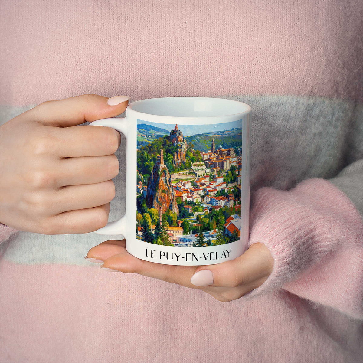 le-puy-en-velay-velay-frankreich-kaffeebecher-oil-painting-oelgemaelde