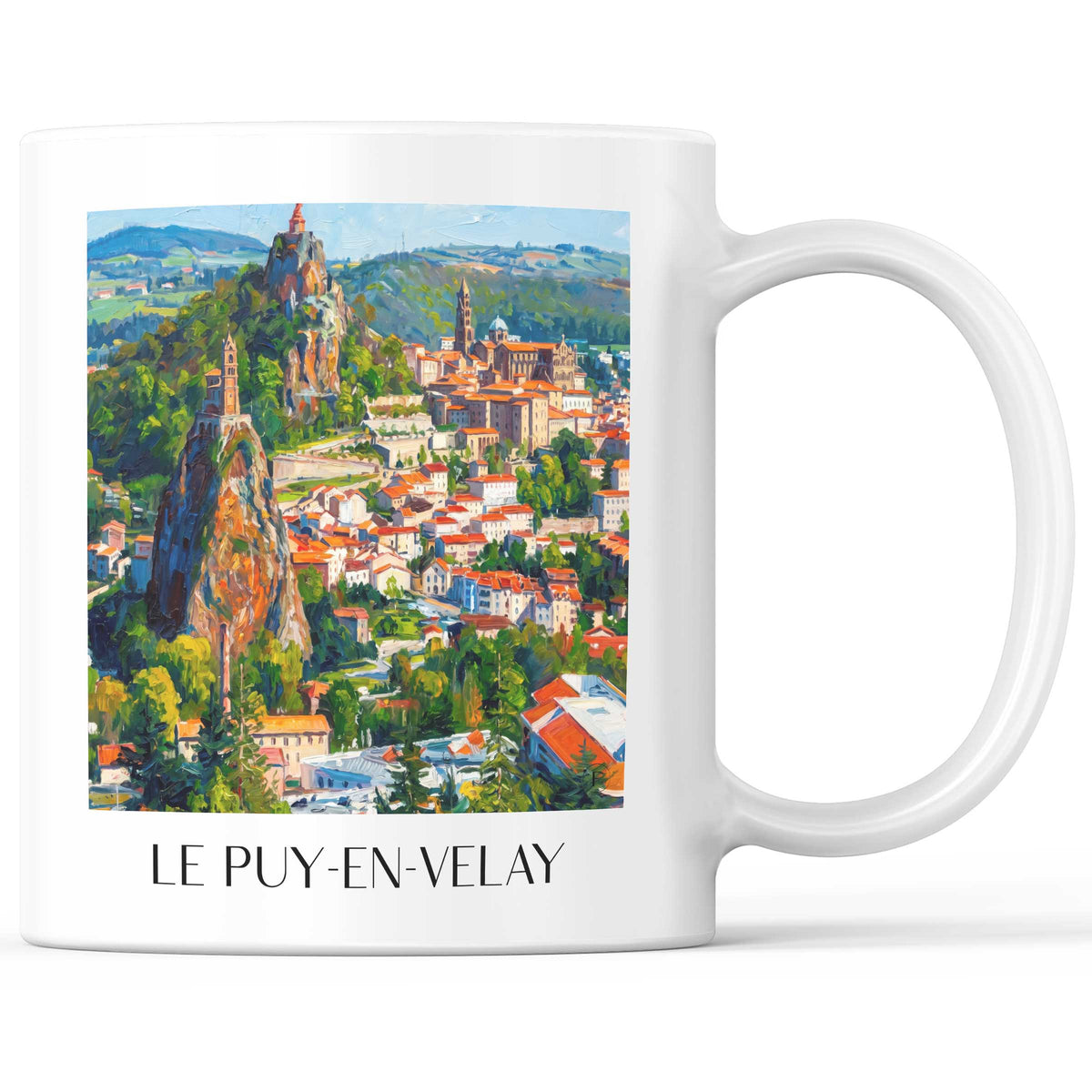 Le Puy-en-Velay Kaffeebecher - Velay - Frankreich Becher - Kaffeetasse im Ölgemälde Stil