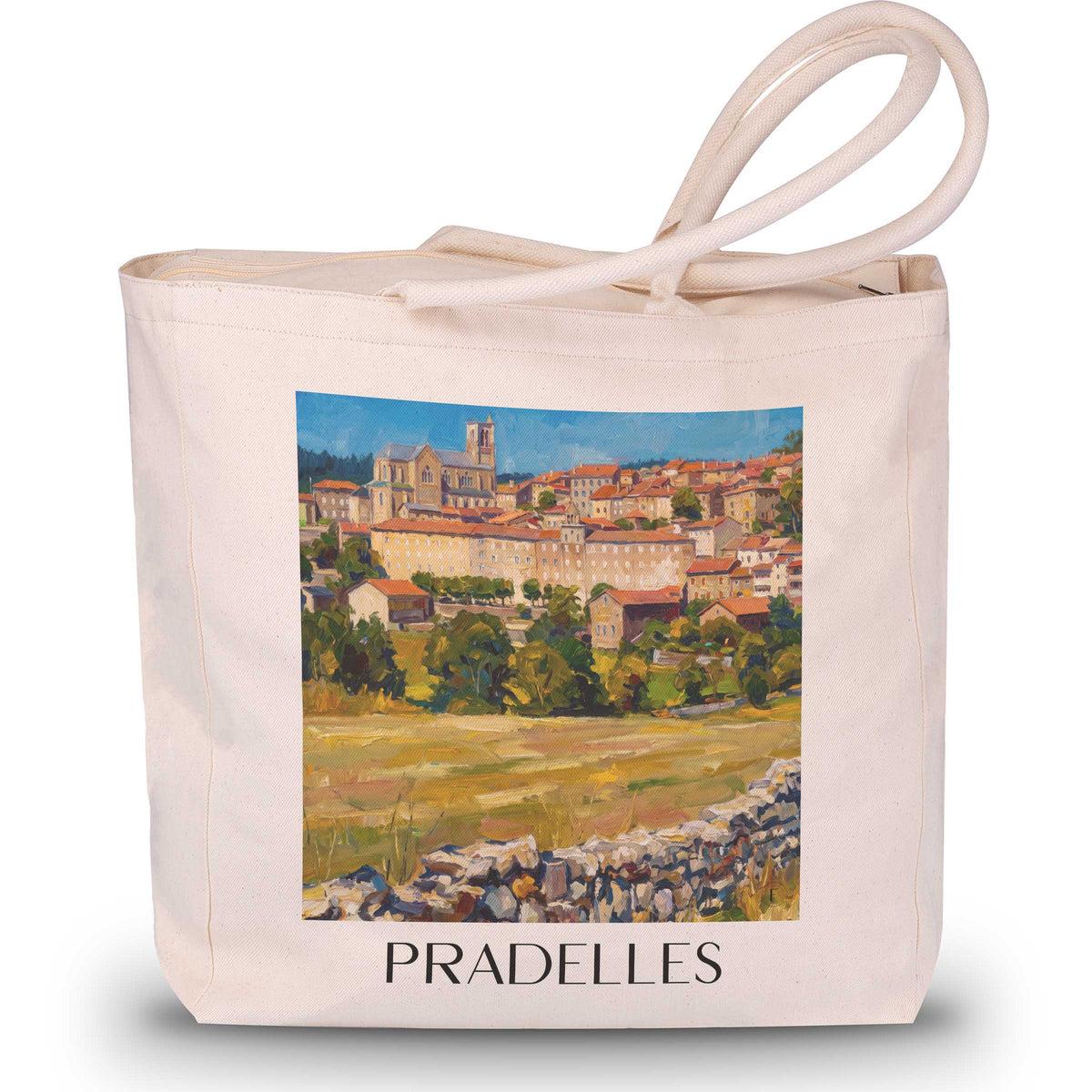 pradelles-velay-frankreich-einkaufstasche-oil-painting-oelgemaelde