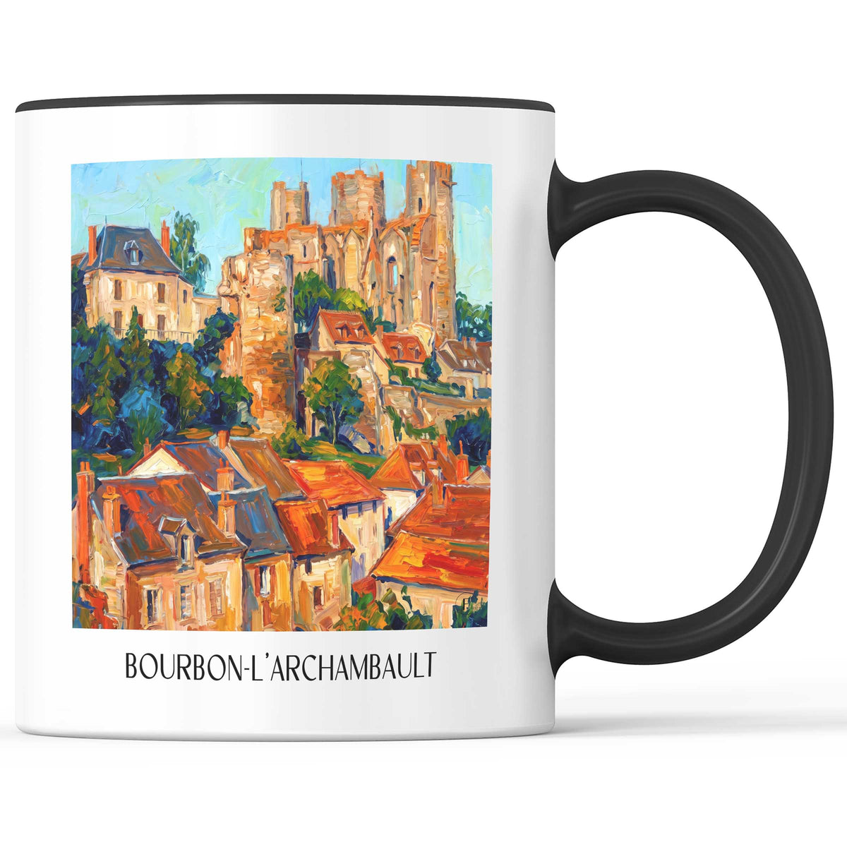 bourbon-l'archambault-bourbonnais-frankreich-kaffeebecher-oil-painting-oelgemaelde