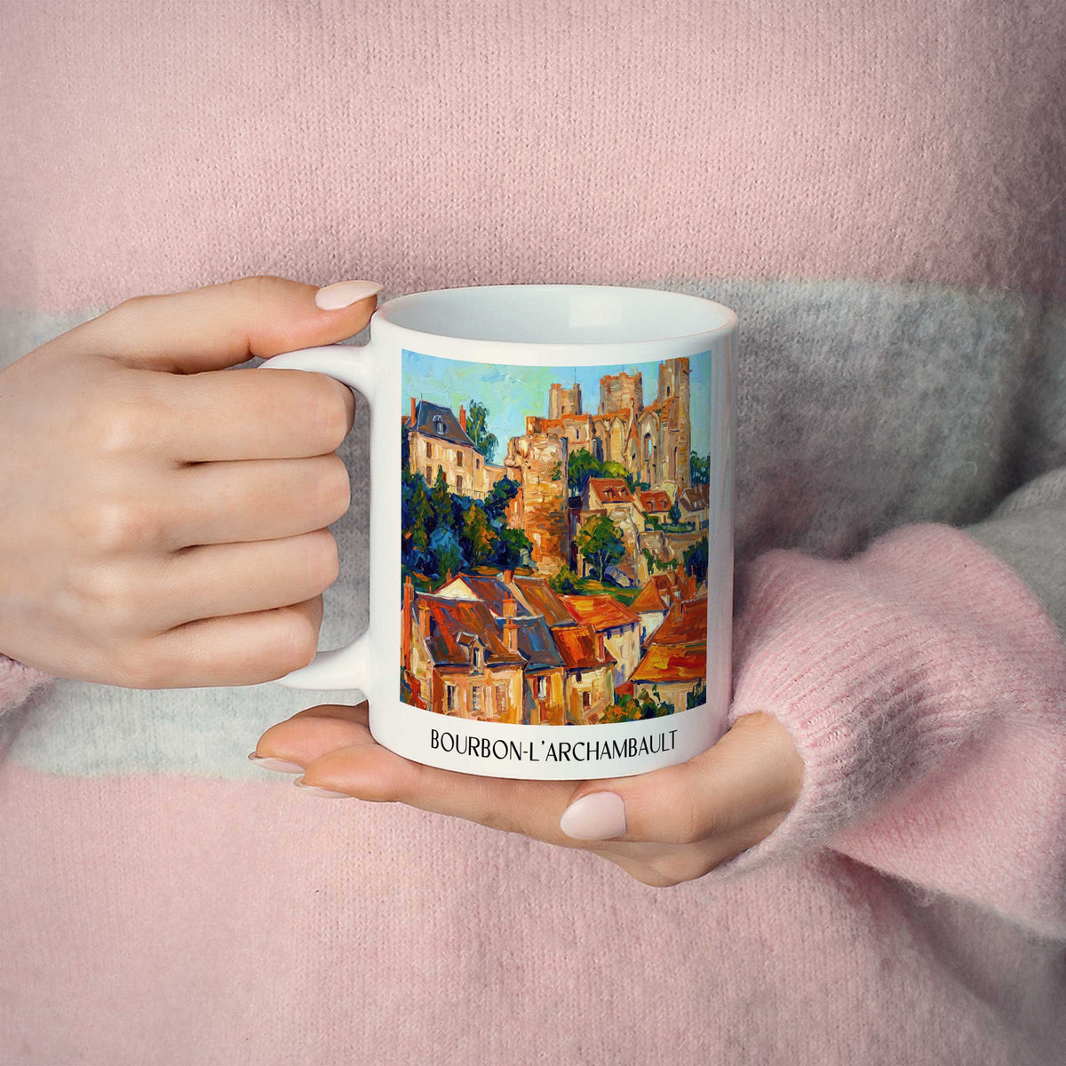 bourbon-l'archambault-bourbonnais-frankreich-kaffeebecher-oil-painting-oelgemaelde