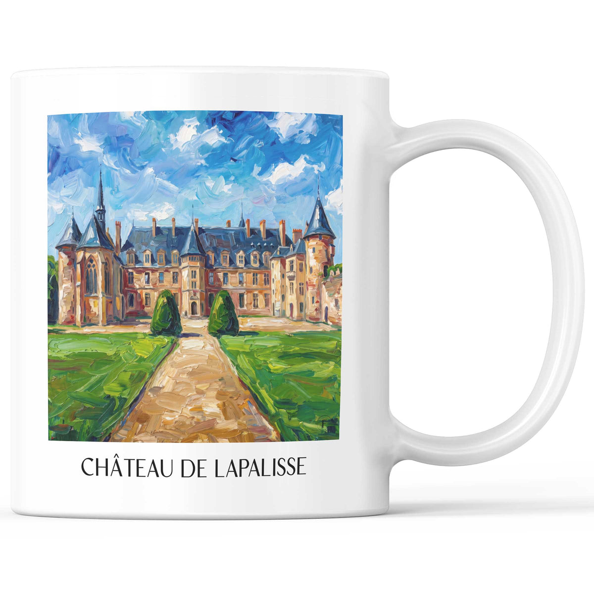 Château de Lapalisse Kaffeebecher - Allier - Frankreich Becher - Kaffeetasse im Ölgemälde Stil