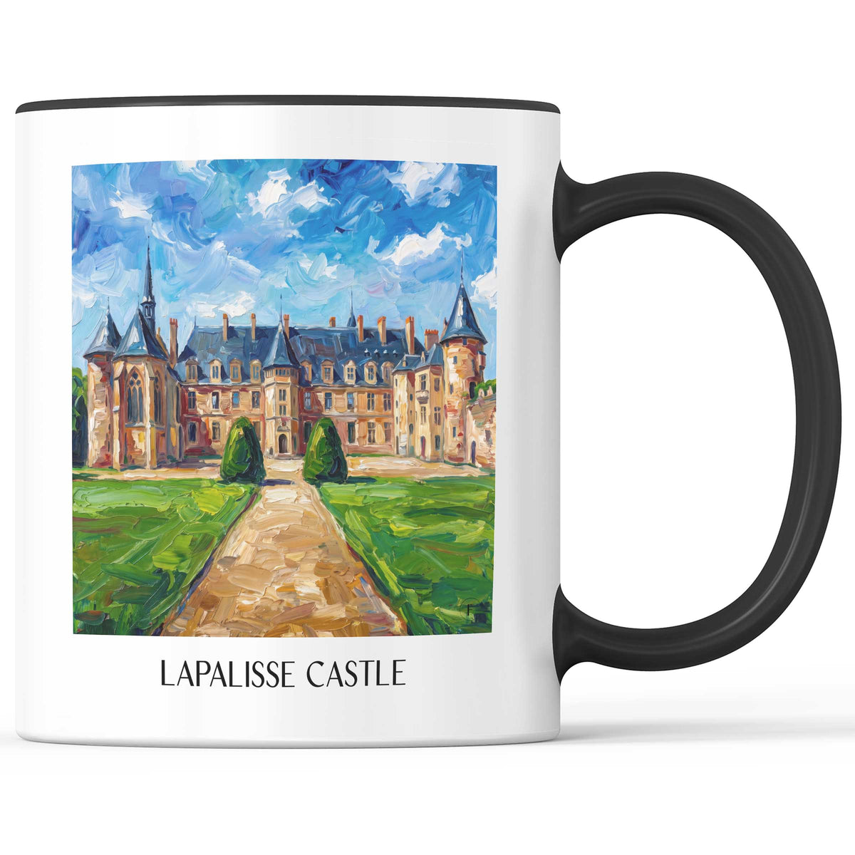 Château de Lapalisse Kaffeebecher - Allier - Frankreich Becher - Kaffeetasse im Ölgemälde Stil