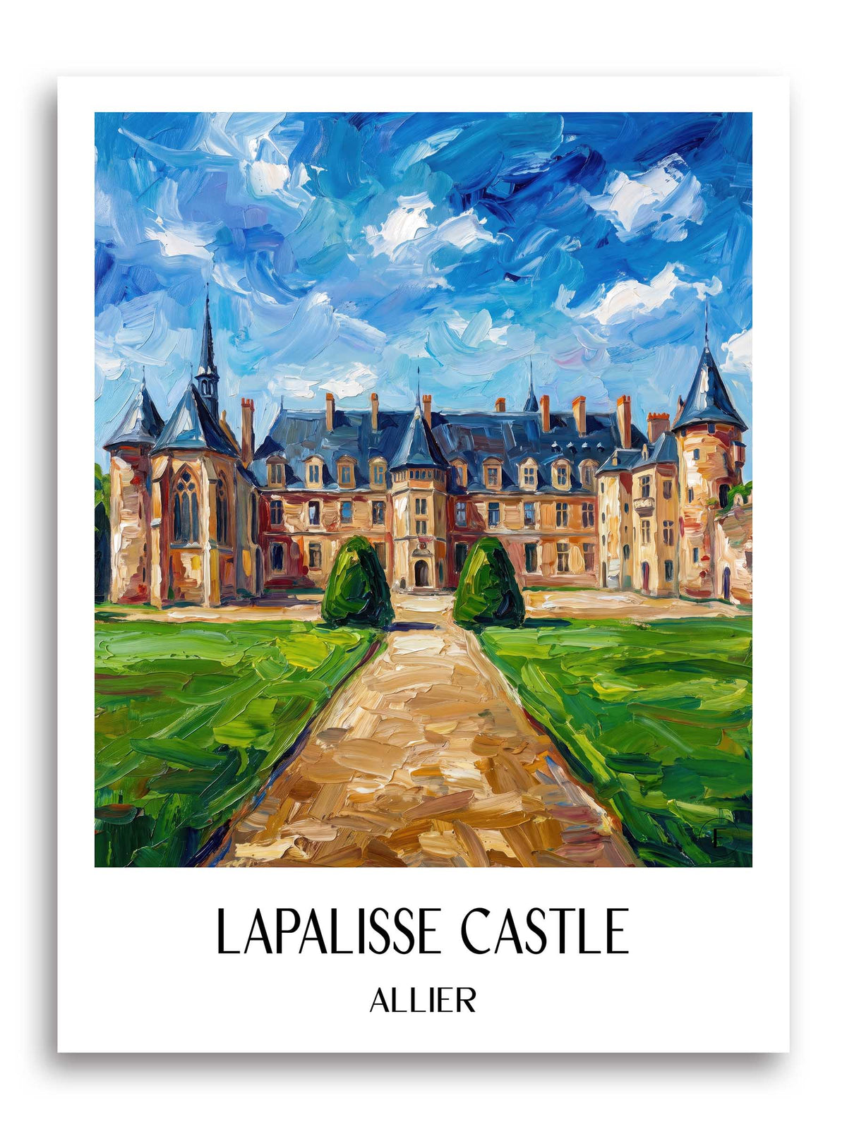 Château de Lapalisse Poster - Allier - Frankreich Kunstdruck - Ölgemälde von A4 bis A1