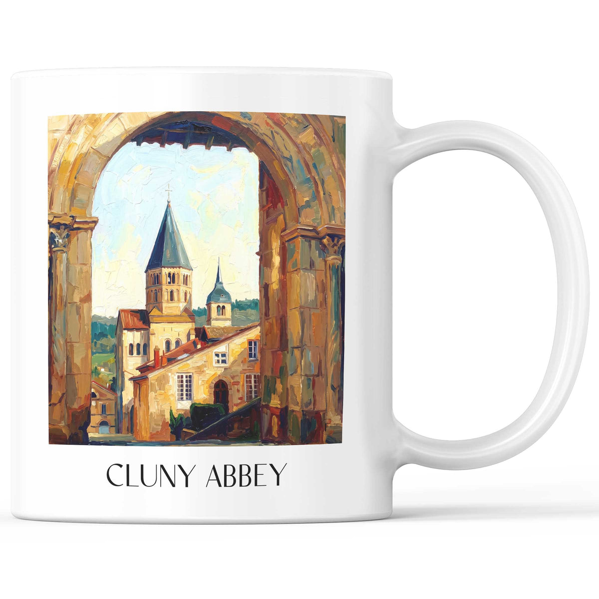 Abbaye de Cluny Kaffeebecher - Mâconnais - Frankreich Becher - Kaffeetasse im Ölgemälde Stil