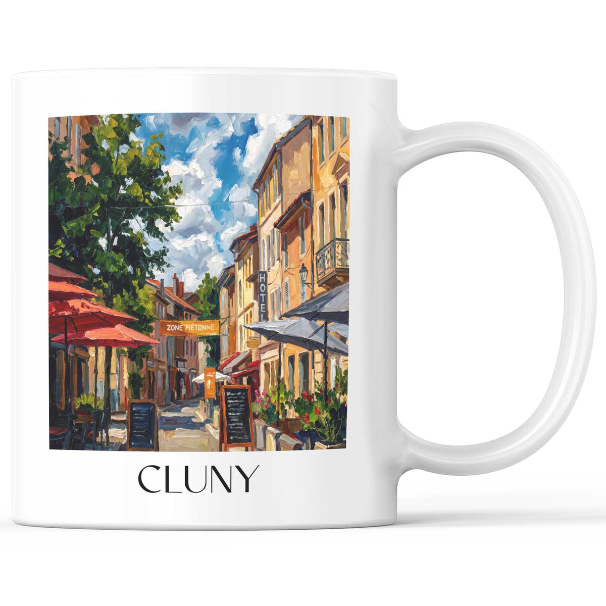 Cluny Kaffeebecher - Mâconnais - Frankreich Becher - Kaffeetasse im Ölgemälde Stil