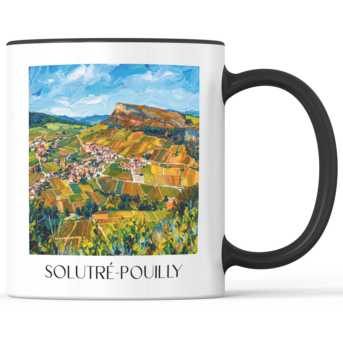 Solutré-Pouilly Kaffeebecher - Mâconnais - Frankreich Becher - Kaffeetasse im Ölgemälde Stil