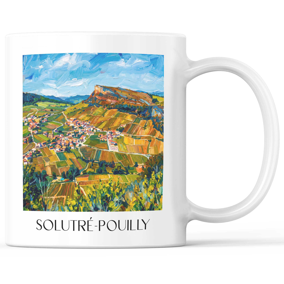Solutré-Pouilly Kaffeebecher - Mâconnais - Frankreich Becher - Kaffeetasse im Ölgemälde Stil