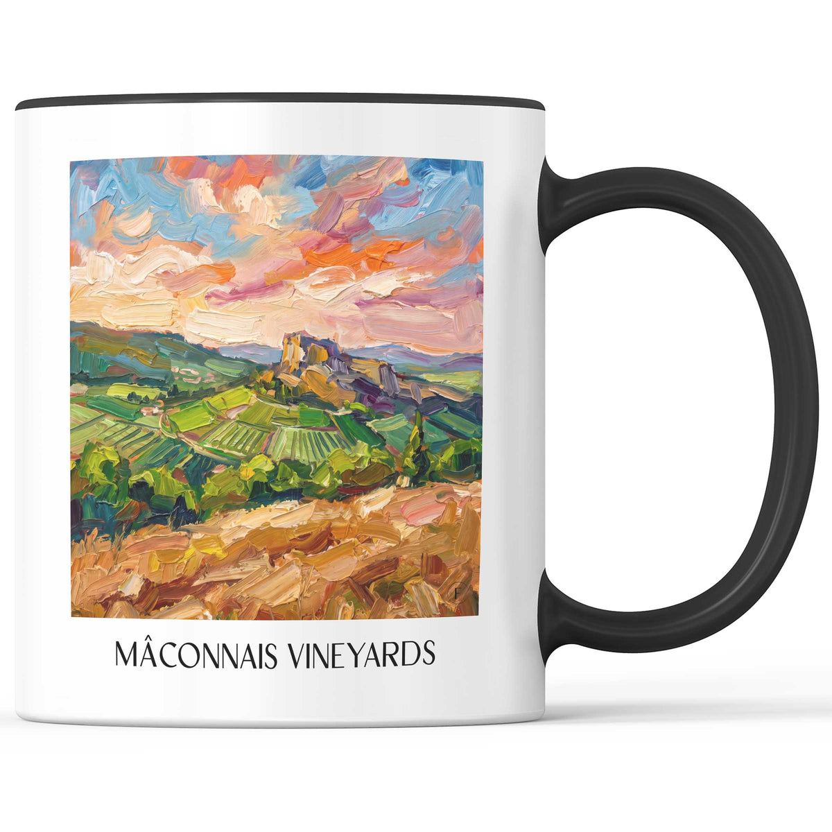 Vignoble du Mâconnais Kaffeebecher - Saône-et-Loire - Frankreich Becher - Kaffeetasse im Ölgemälde Stil