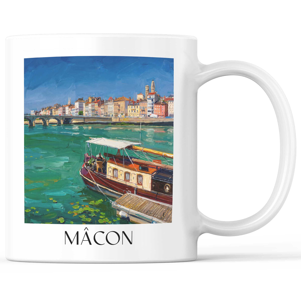 Mâcon Kaffeebecher - Mâconnais - Frankreich Becher - Kaffeetasse im Ölgemälde Stil