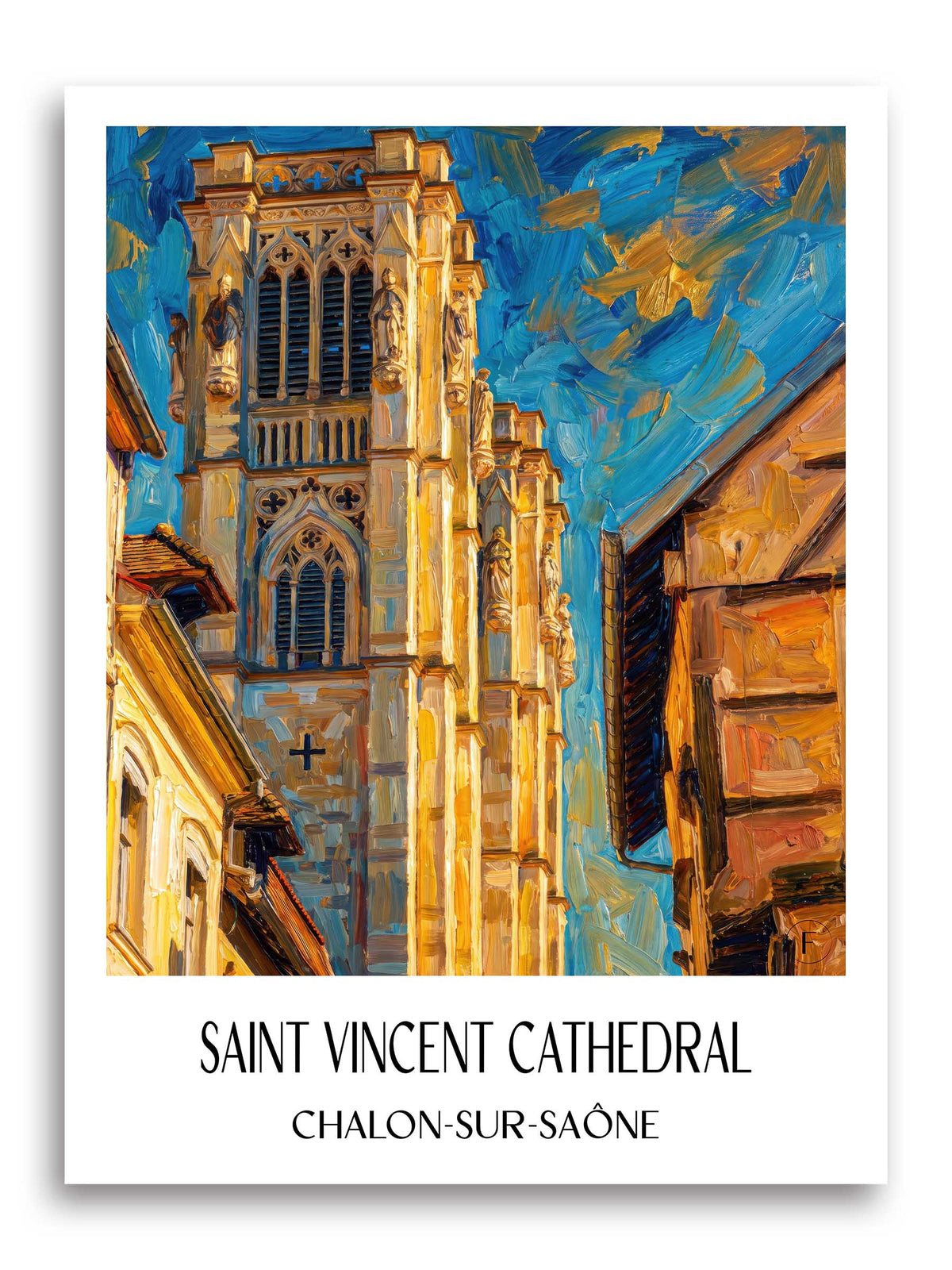 Cathédrale Saint-Vincent Poster - Chalon-sur-Saône - Frankreich Kunstdruck - Ölgemälde von A4 bis A1