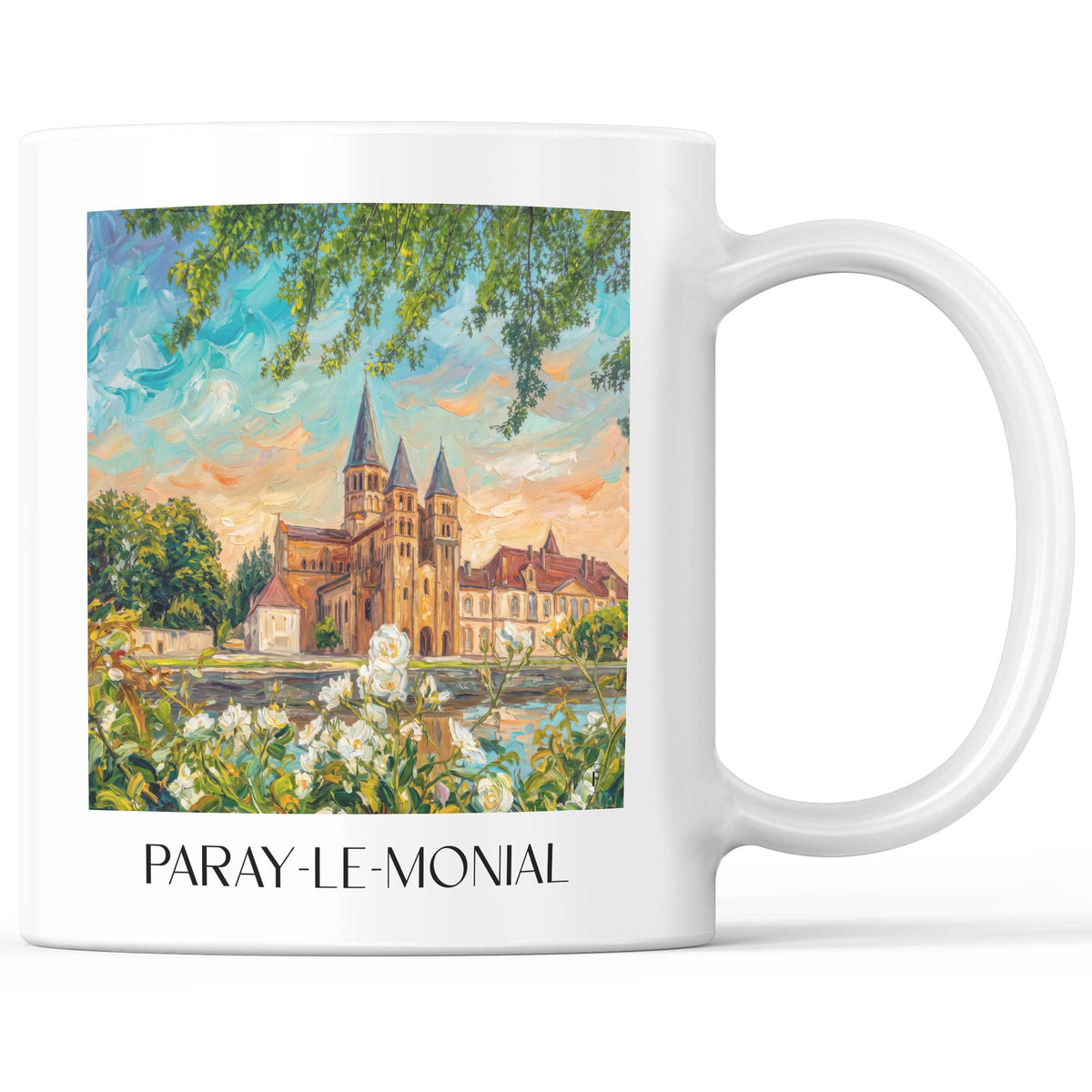 Paray-le-Monial Kaffeebecher - Brionnais - Frankreich Becher - Kaffeetasse im Ölgemälde Stil