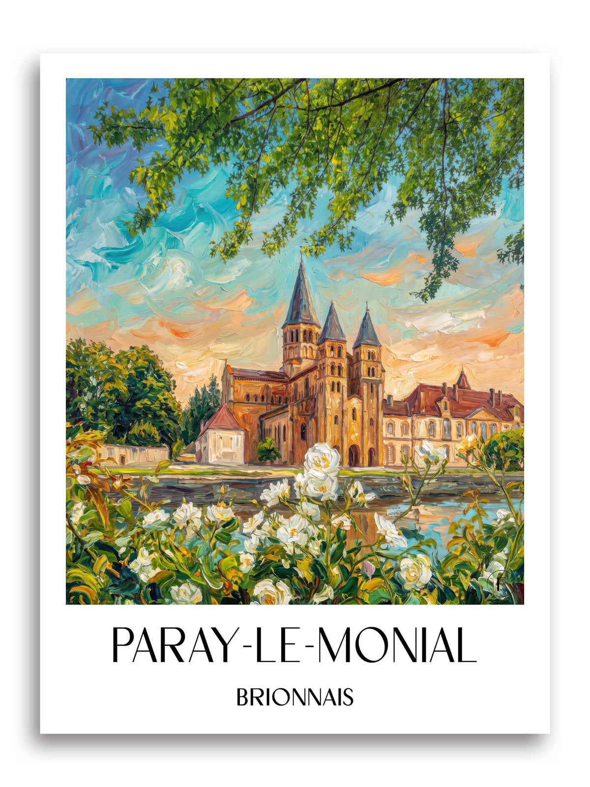Paray-le-Monial Poster - Brionnais - Frankreich Kunstdruck - Ölgemälde von A4 bis A1